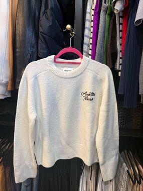 Abercrombie & Fitch White Austin Texas Crewneck Sweater